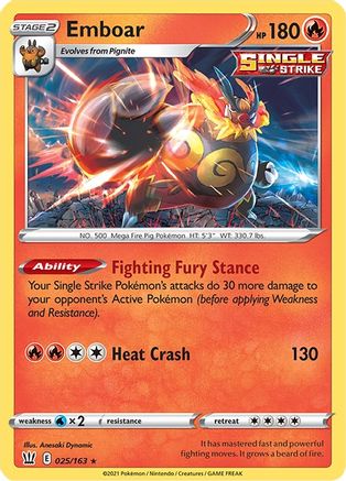 Emboar 025/163 - SWSH05 Battle Styles Holofoil