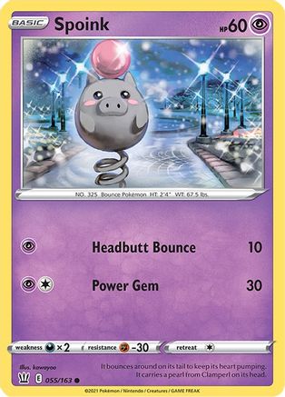 Spoink 055/163 - SWSH05 Battle Styles Reverse Holofoil