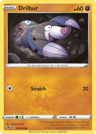 Drilbur 147/264 - SWSH08 Fusion Strike Reverse Holofoil