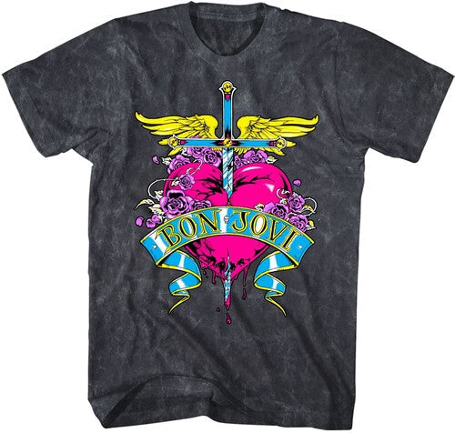 Bon Jovi Heart Vintage Tshirt Lg Blk 10531029a3 - Bon Jovi Heart Vintage Tshirt Lg Blk 10531029a3 - Apparel