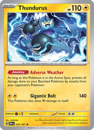 Thundurus 070/197 - SV03 Obsidian Flames Holofoil