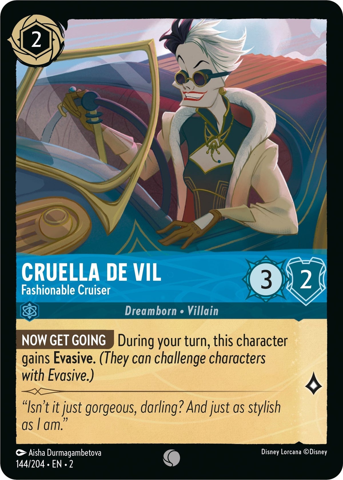 Cruella De Vil - Fashionable Cruiser (144/204) - Rise of the Floodborn Cold Foil