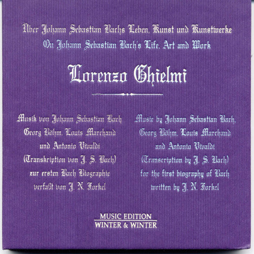 Lorenzo Ghielmi - On Johann Sebastian Bach's Life Art & Work Music CD