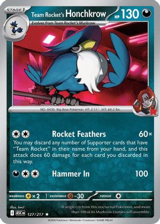Team Rocket's Honchkrow 127 - ME Ascended Heroes Holofoil