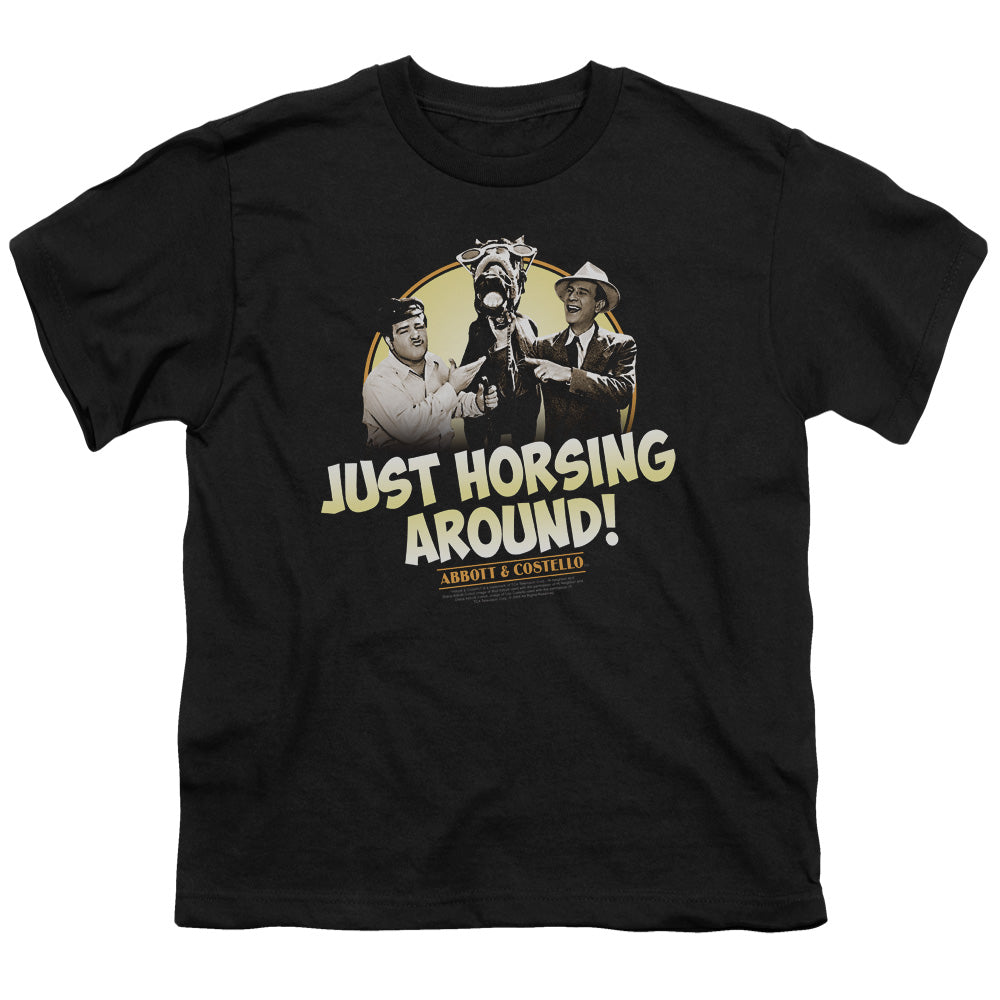 Abbott & Costello Horsing Around Kids Youth T Shirt Black Officially Licensed