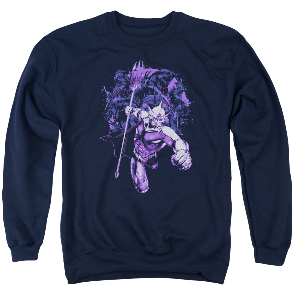 Aquaman Movie Evil Doers Mens Crewneck Sweatshirt Navy Blue Officially Licensed