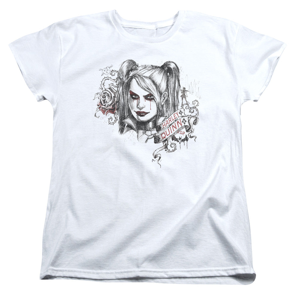 Batman Arkham Knight Sketchy Girl Womens T Shirt White Officially Licensed