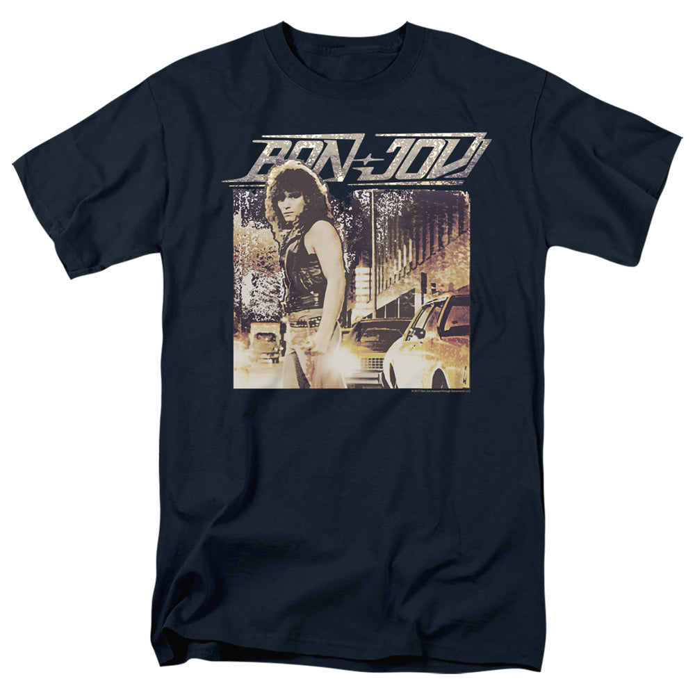 Bon Jovi Runaway Jon Mens T Shirt Navy Officially Licensed