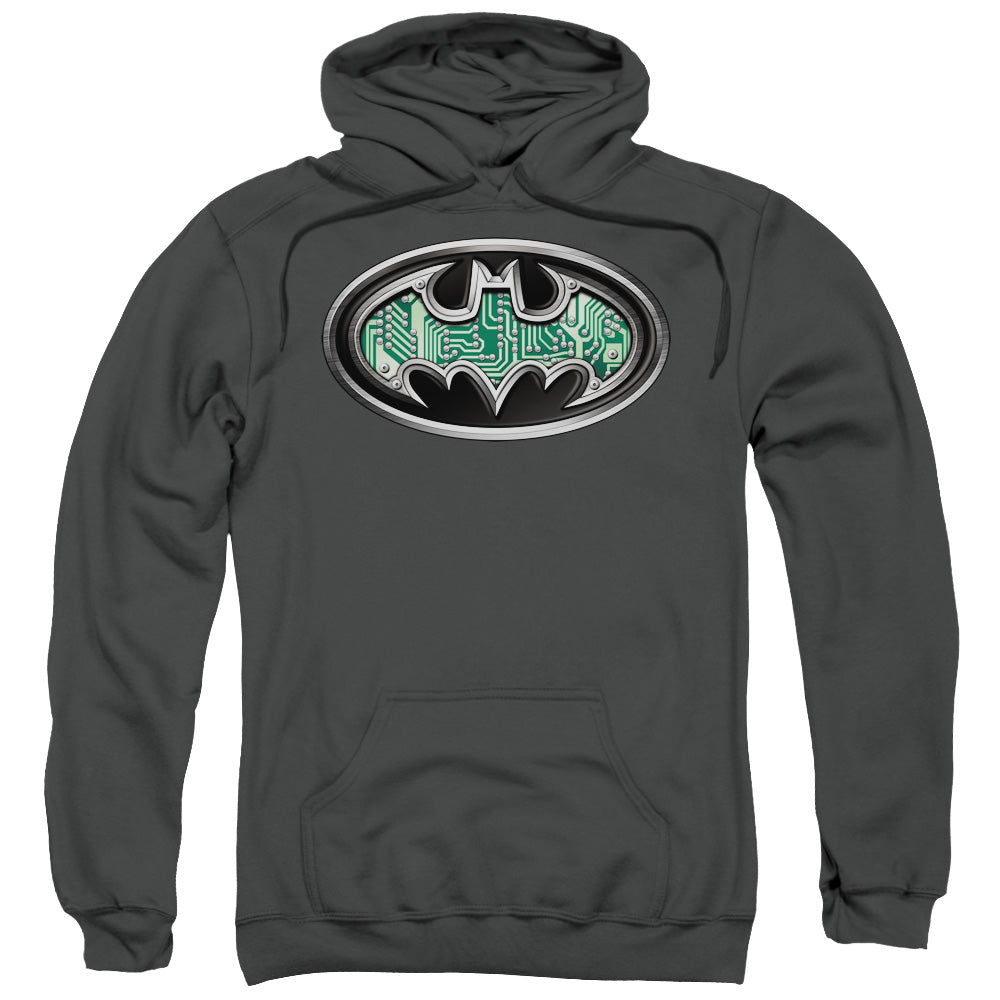 Batman Circuitry Shield Mens Hoodie Charcoal Officially Licensed
