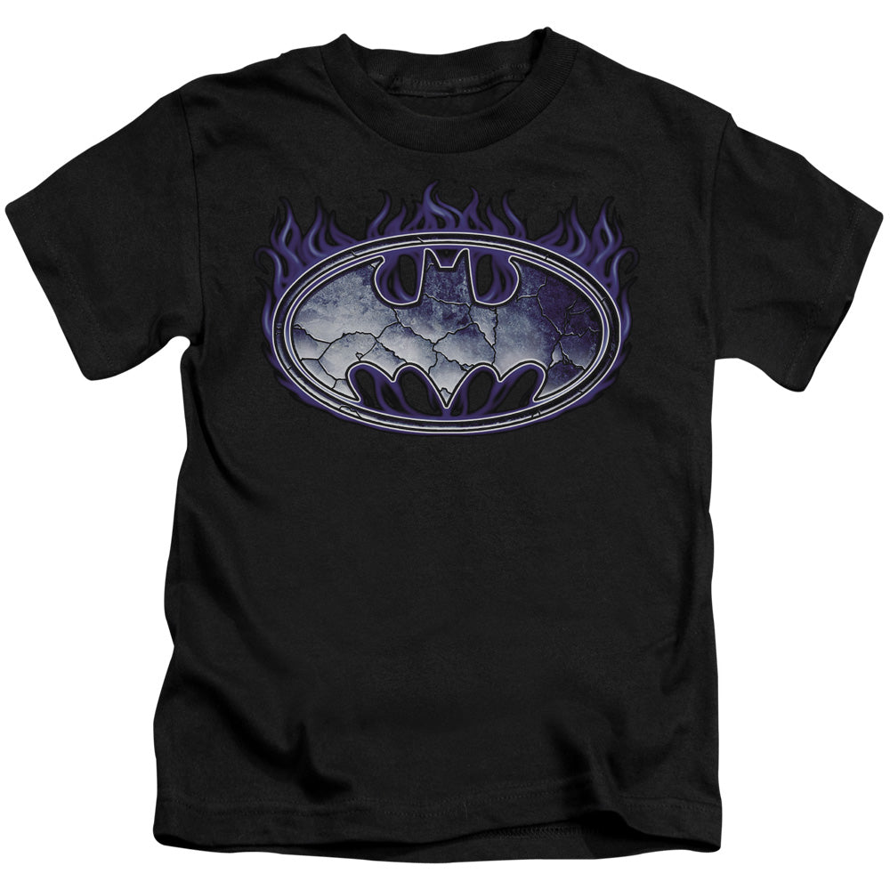 Batman Cracked Shield Juvenile Kids Youth T Shirt Black Officially Licensed