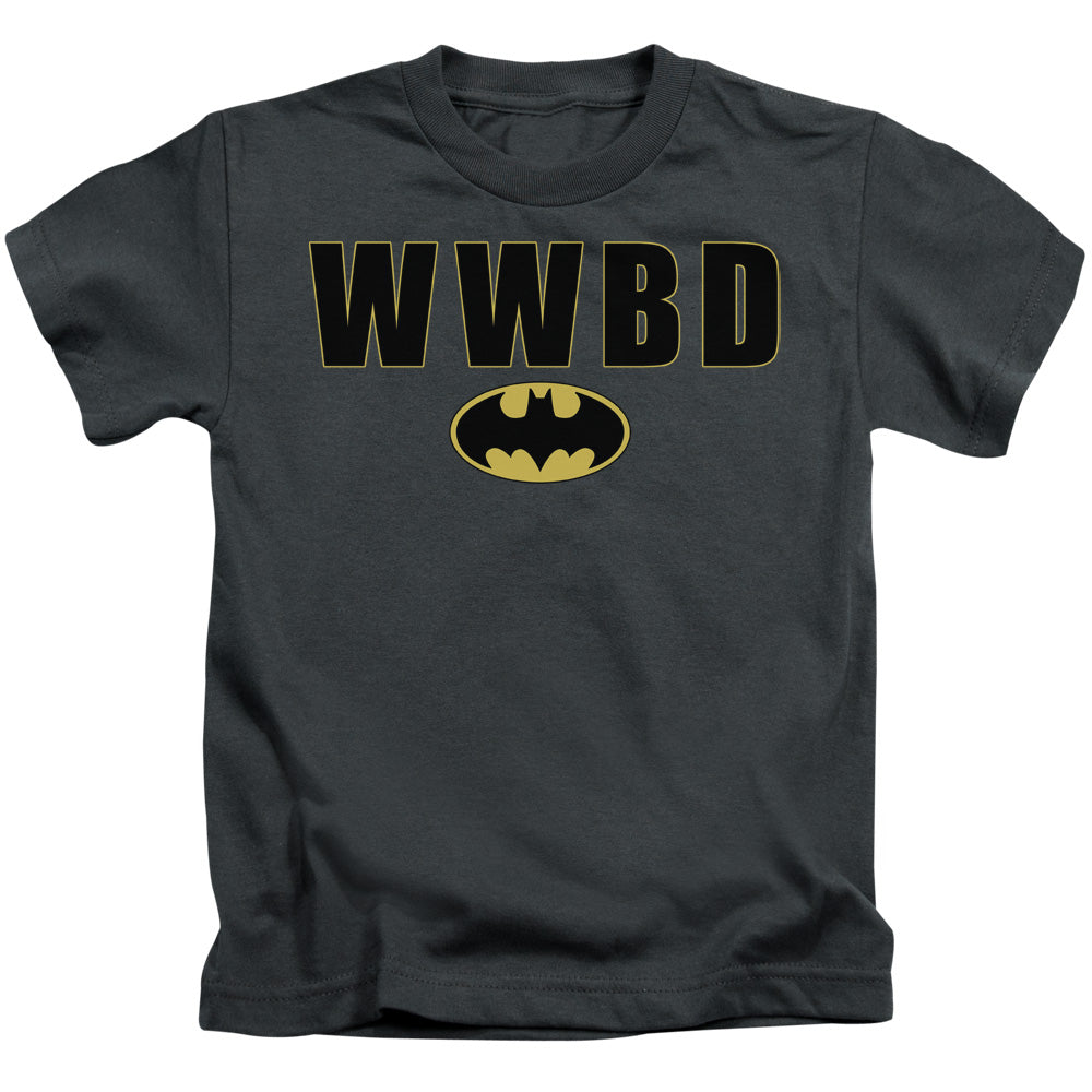Batman Wwbd Logo Juvenile Kids Youth T Shirt Charcoal Officially Licensed