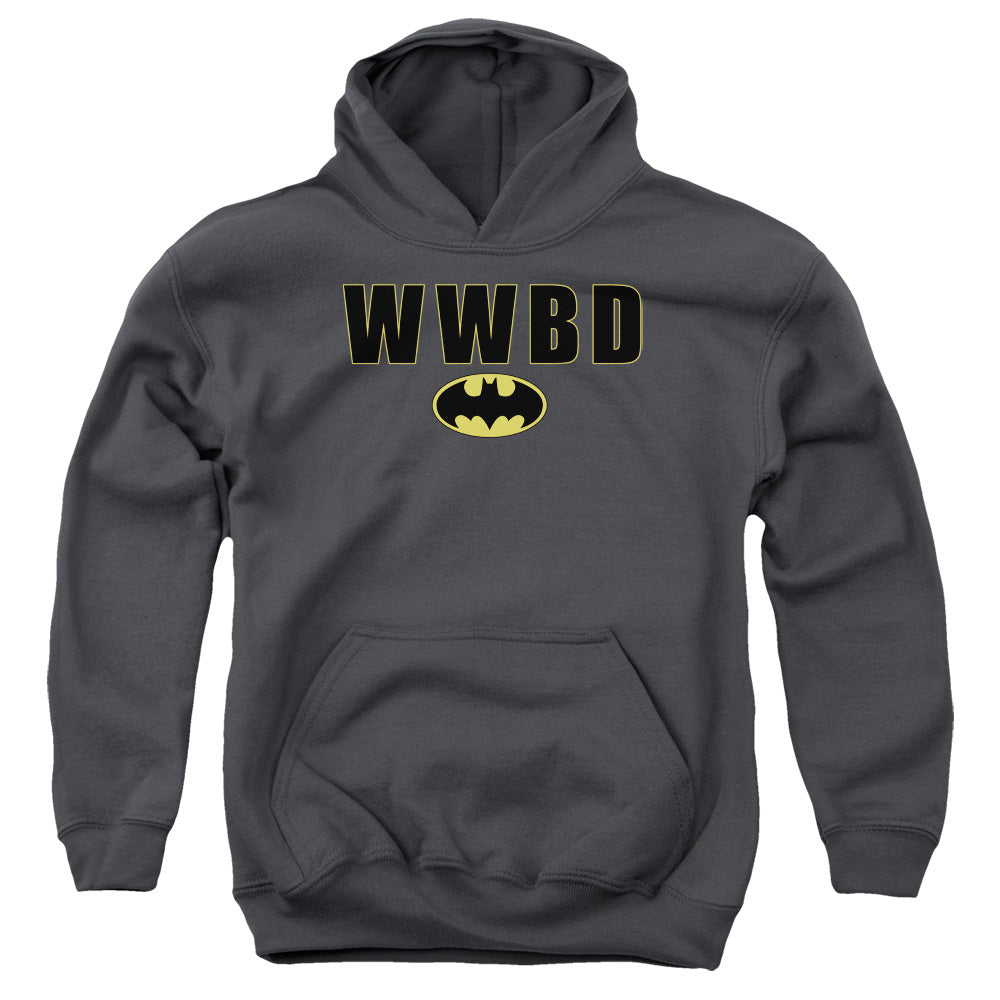 Batman Wwbd Logo Kids Youth Hoodie Charcoal Officially Licensed