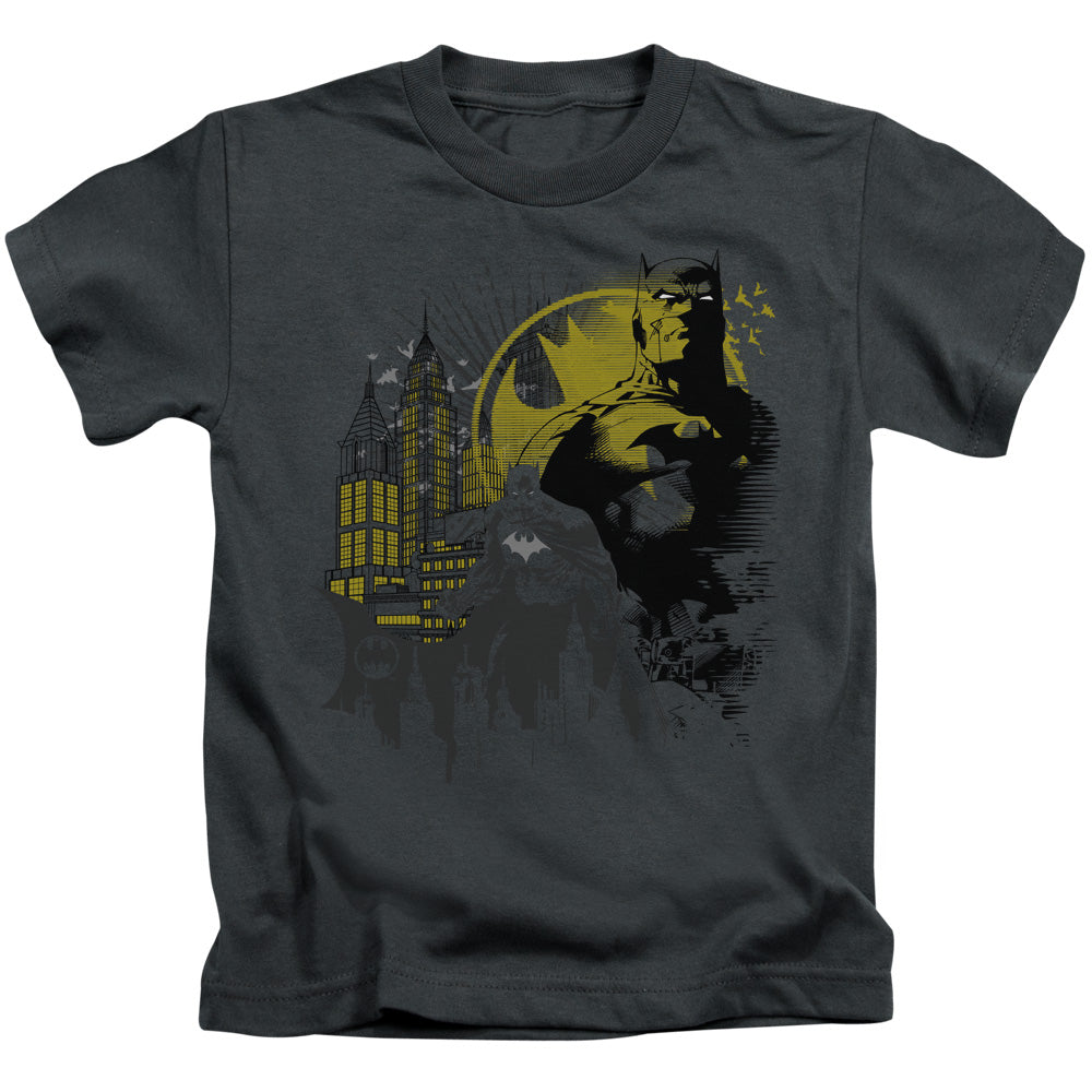 Batman The Dark City Juvenile Kids Youth T Shirt Charcoal Officially Licensed