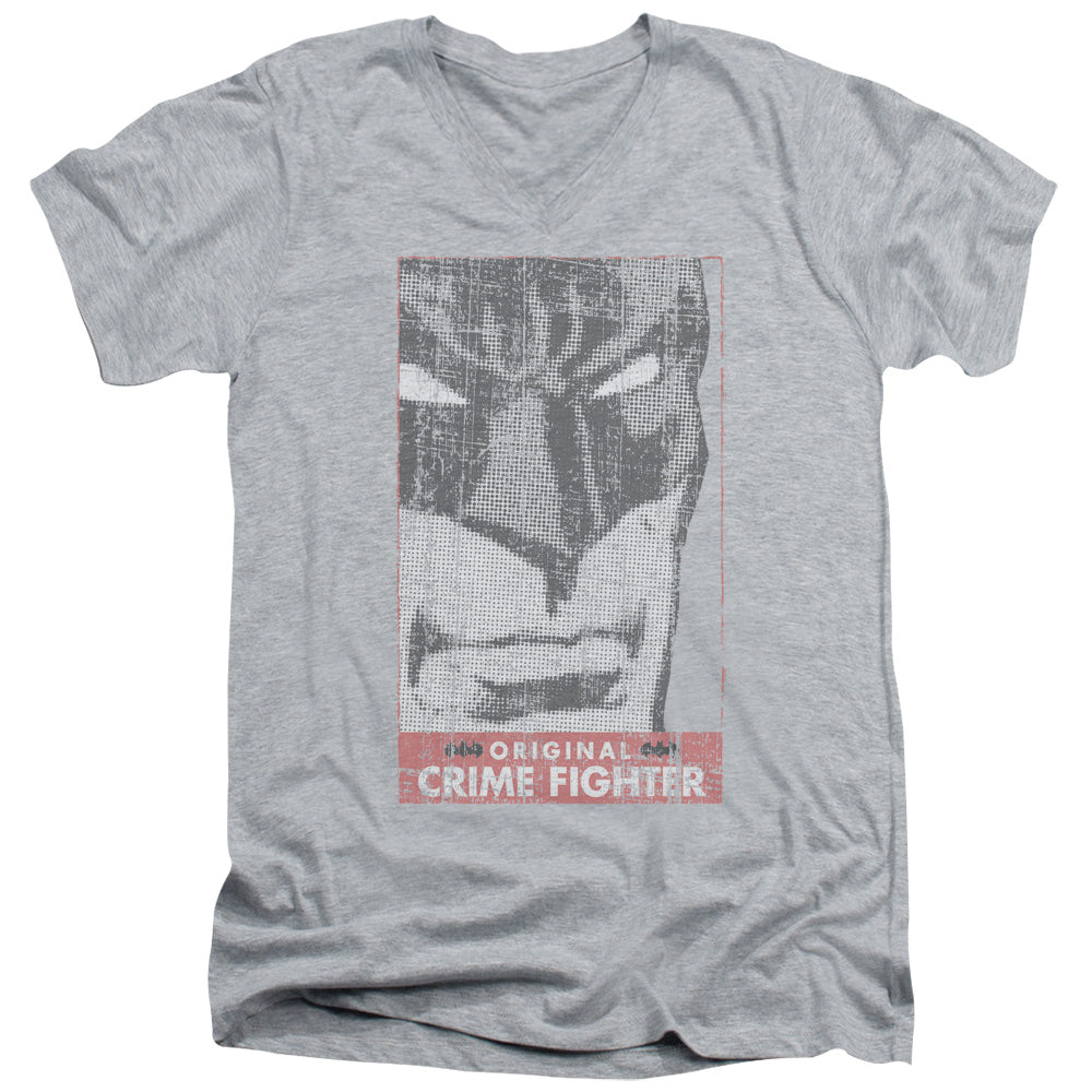Batman Orginal Crime Fighter Mens Slim Fit V Neck T Shirt Athletic Heather Officially Licensed