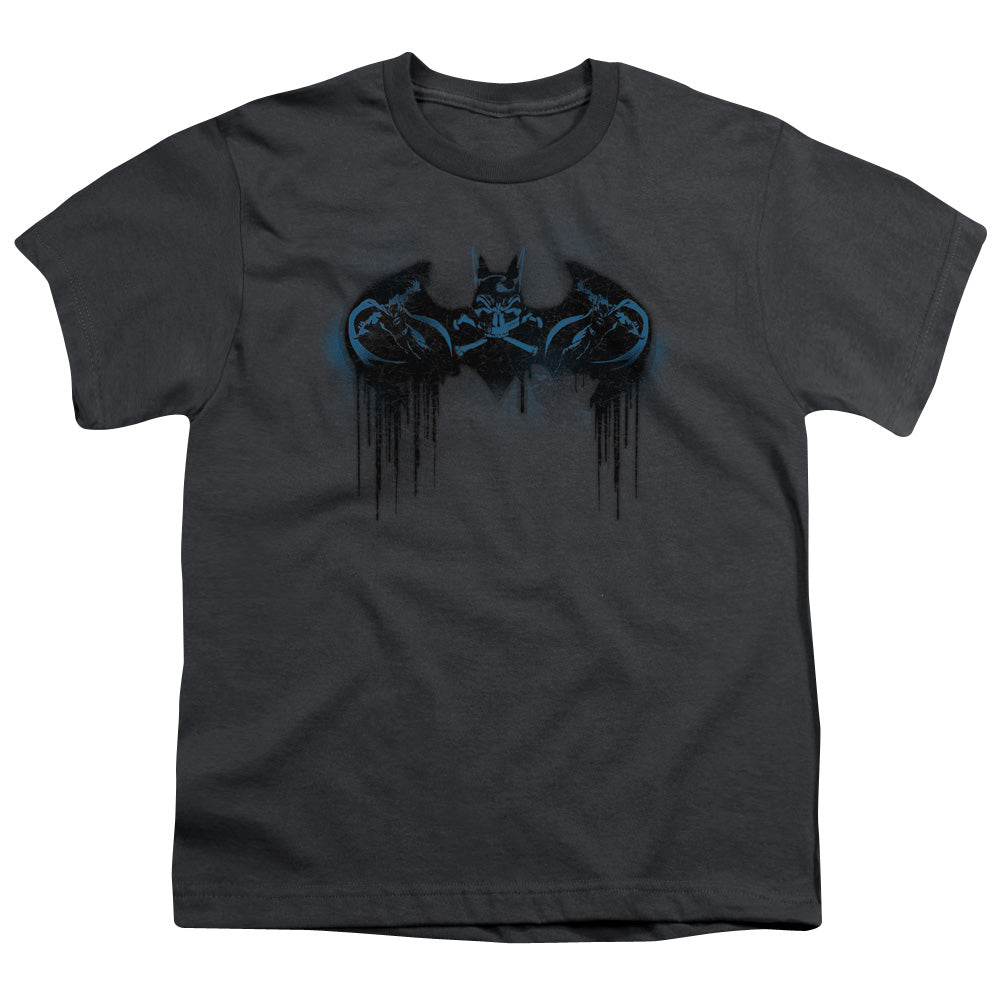 Batman Run Away Kids Youth T Shirt Charcoal Officially Licensed