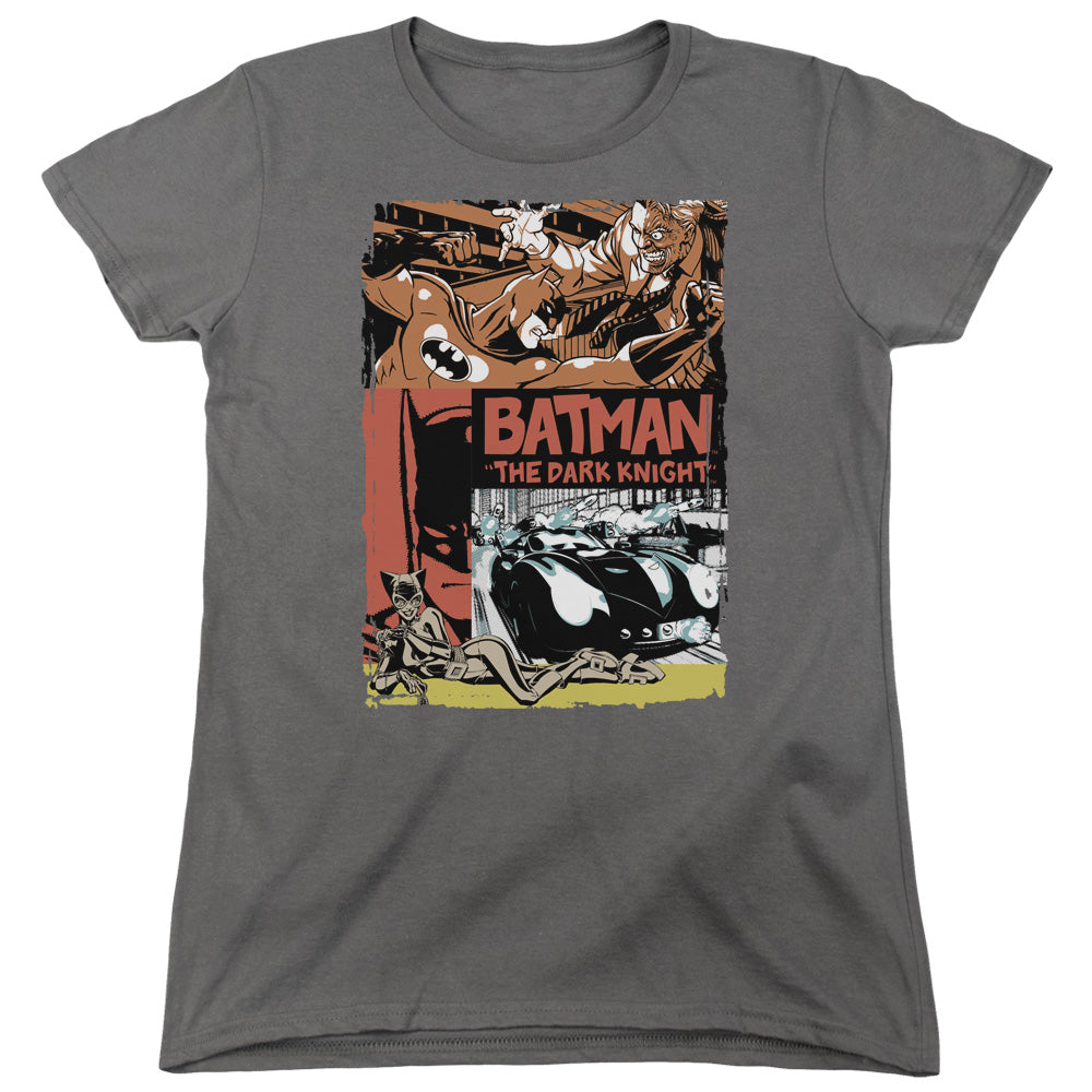Batman Old Movie Poster Womens T Shirt Charcoal Officially Licensed