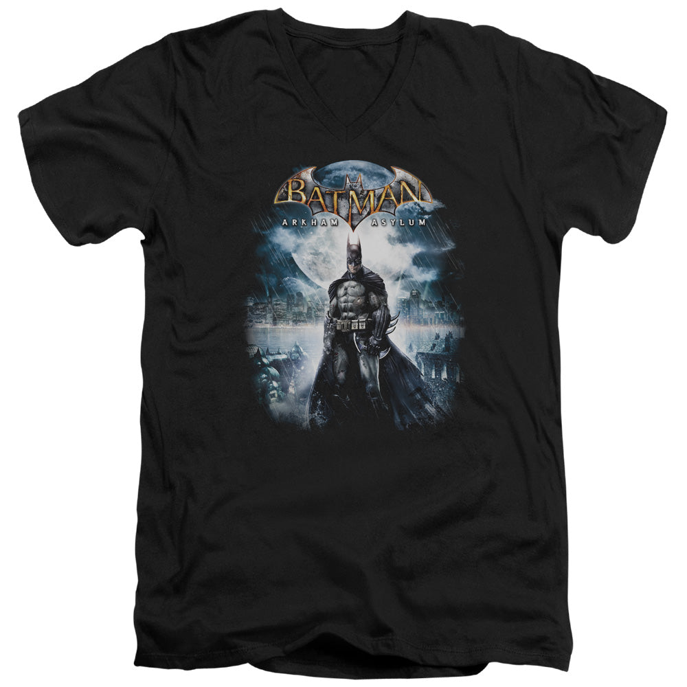 Batman Aa Game Cover Mens Slim Fit V Neck T Shirt Black Officially Licensed
