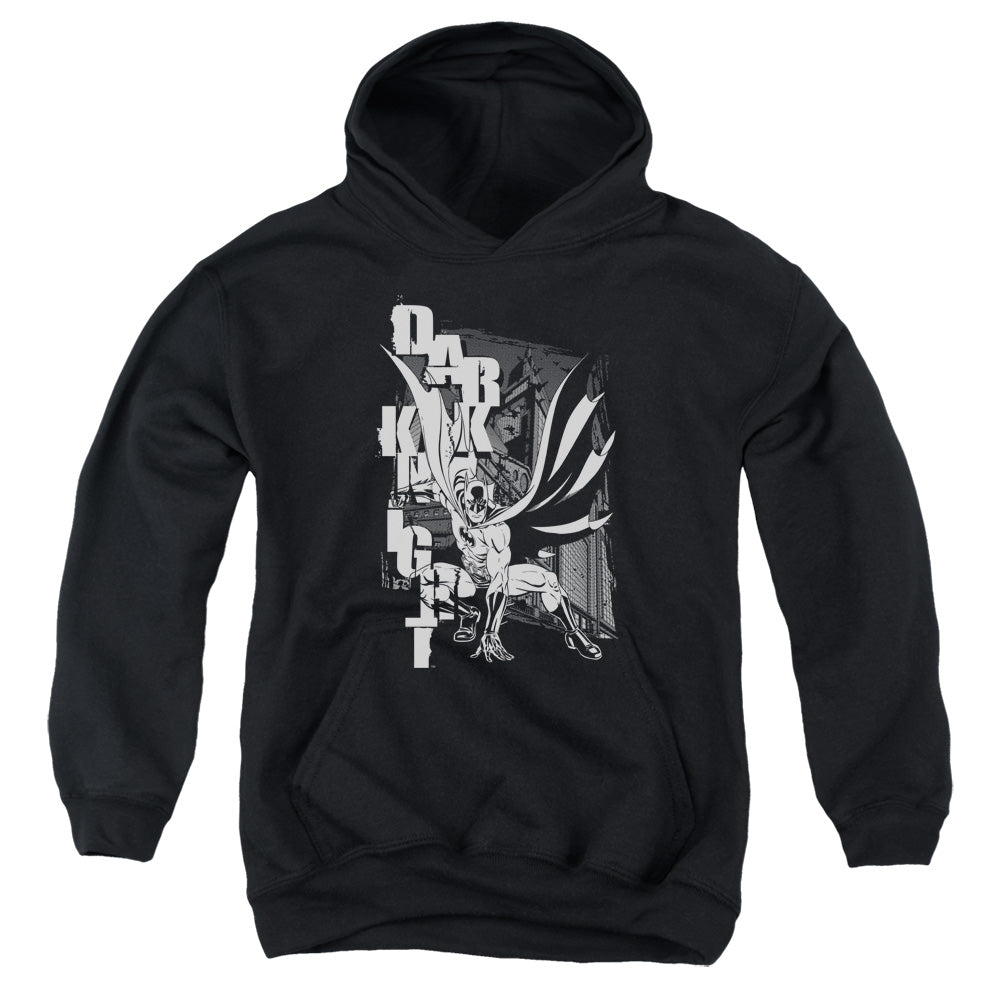 Batman Vertical Leters Kids Youth Hoodie Black Officially Licensed
