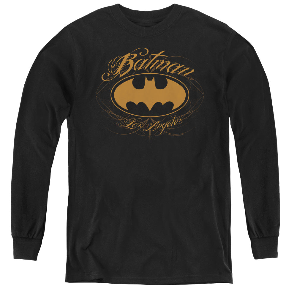 Batman Batman La Long Sleeve Kids Youth T Shirt Black Officially Licensed
