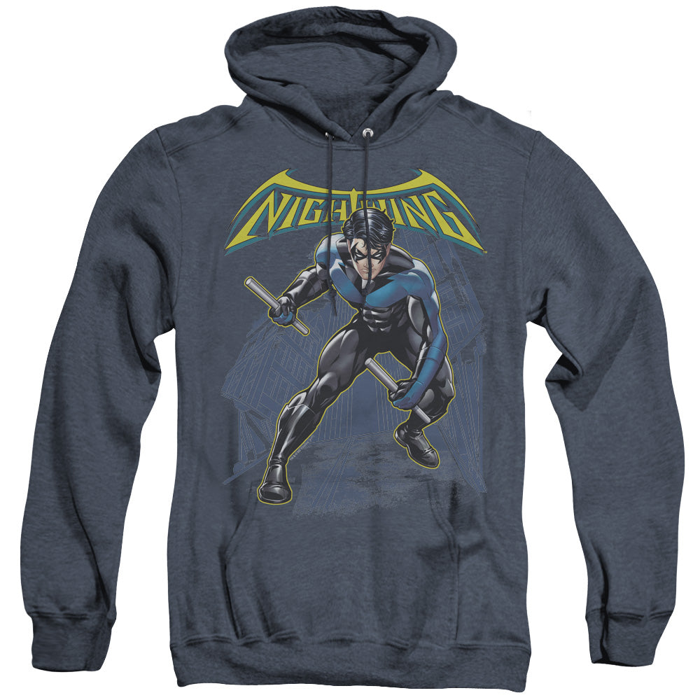 Batman Nightwing Heather Mens Hoodie Navy Blue Officially Licensed