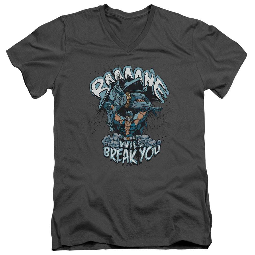 Batman Bane Will Break You Mens Slim Fit V Neck T Shirt Charcoal Officially Licensed
