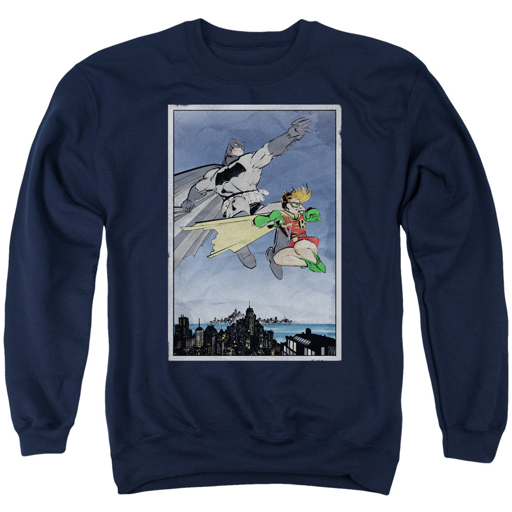 Batman Dkr Duo Mens Crewneck Sweatshirt Navy Blue Officially Licensed
