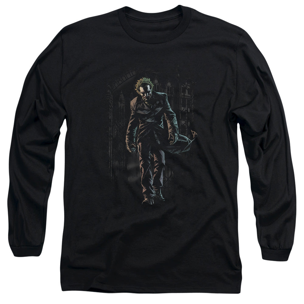 Batman Joker Leaves Arkham Mens Long Sleeve Shirt Black Officially Licensed