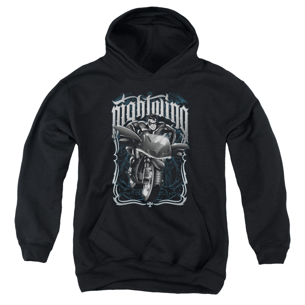 Batman Nightwing Biker Kids Youth Hoodie Black Officially Licensed