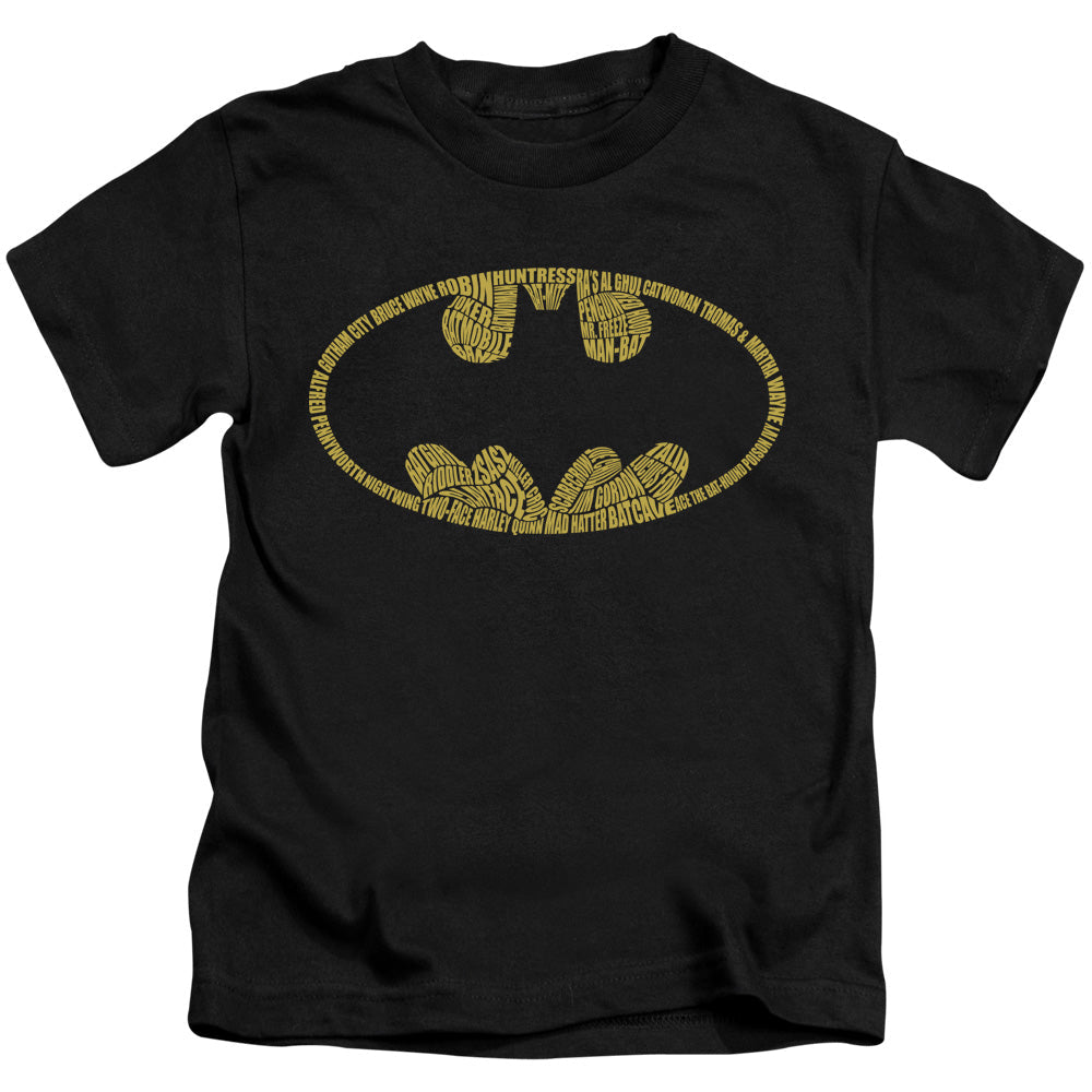 Batman Word Logo Juvenile Kids Youth T Shirt Black Officially Licensed
