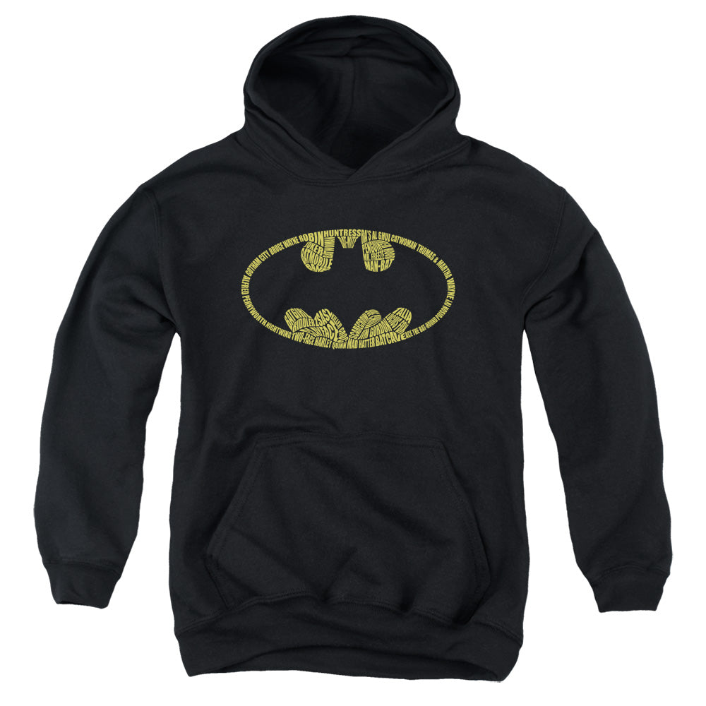 Batman Word Logo Kids Youth Hoodie Black Officially Licensed