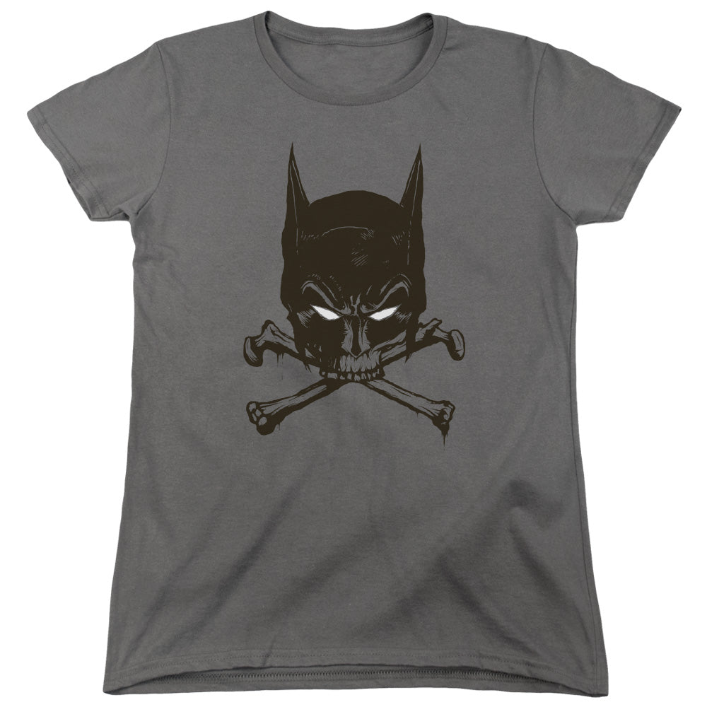 Batman Bat And Bones Womens T Shirt Charcoal Officially Licensed