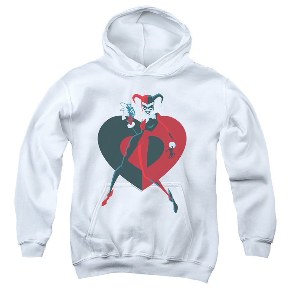 Batman Harely Heart Kids Youth Hoodie White Officially Licensed