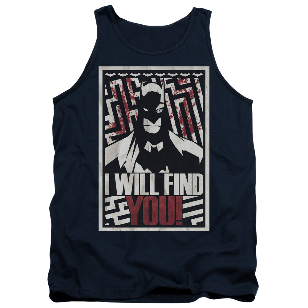 Batman I Will Fnd You Mens Tank Top Shirt Navy Blue Officially Licensed