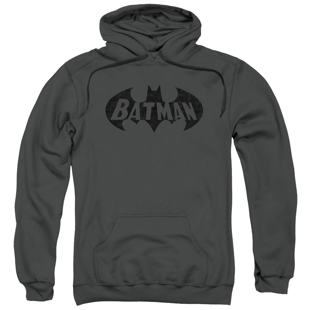 Batman Crackle Bat Mens Hoodie Charcoal Officially Licensed