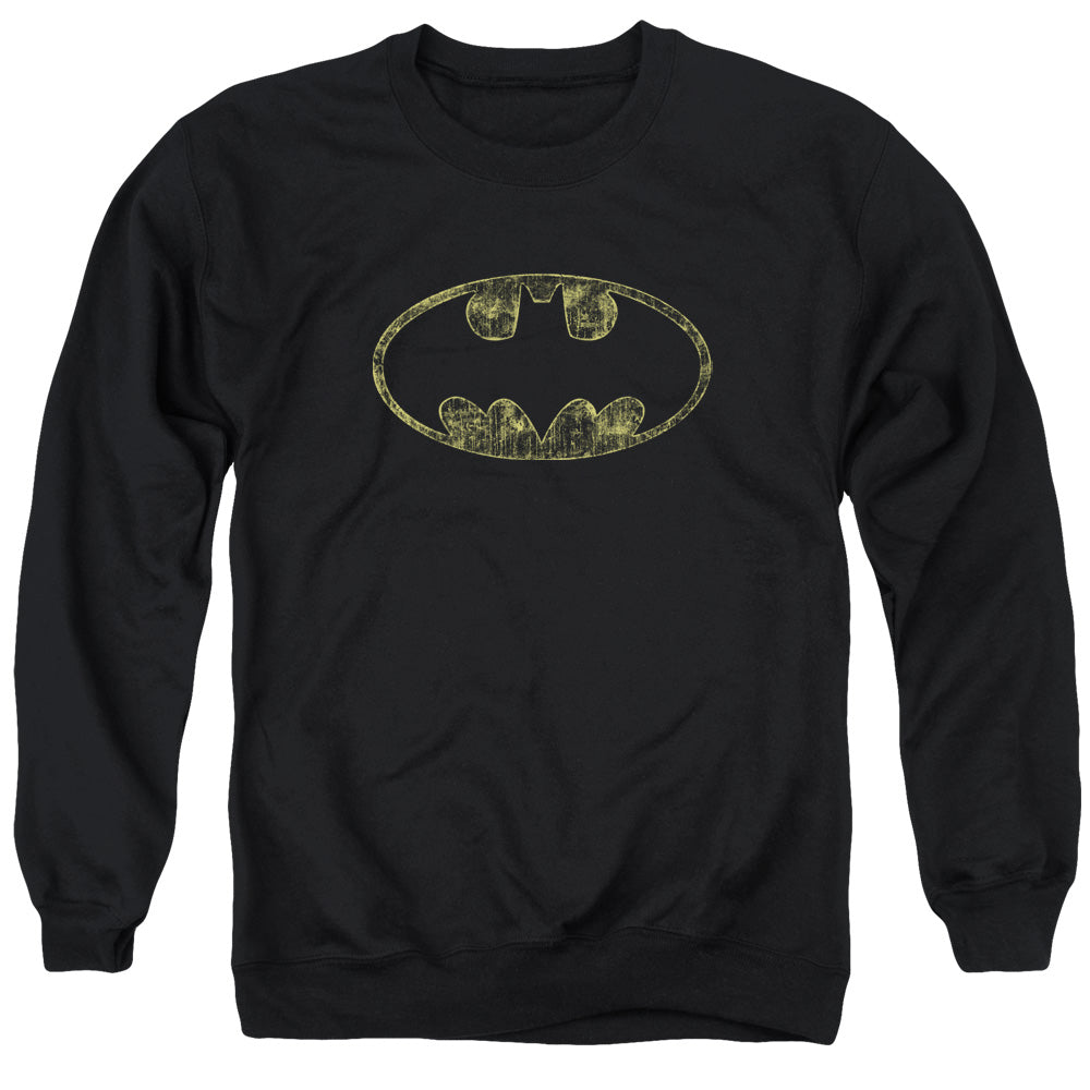 Batman Tatered Logo Mens Crewneck Sweatshirt Black Officially Licensed