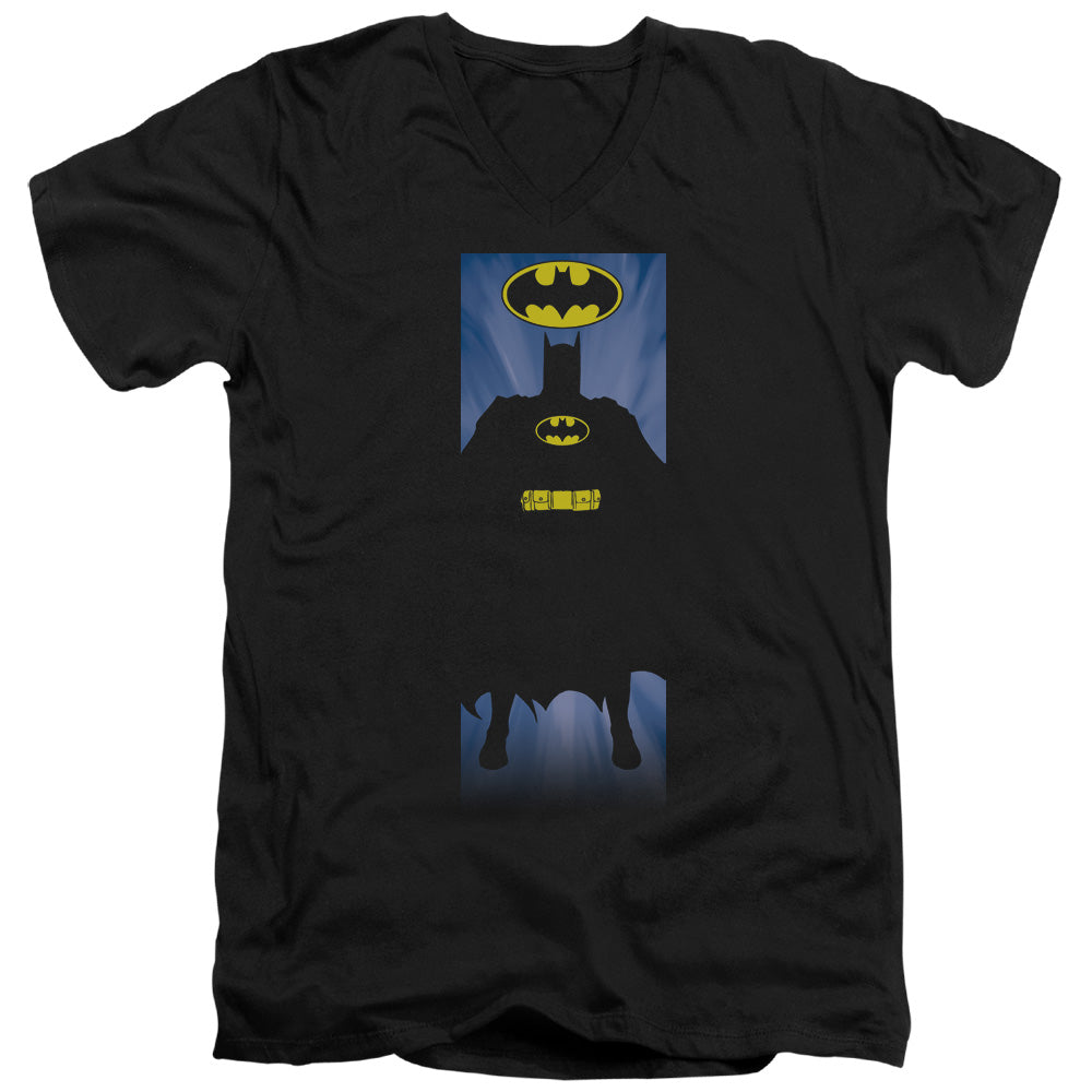 Batman Batman Block Mens Slim Fit V Neck T Shirt Black Officially Licensed