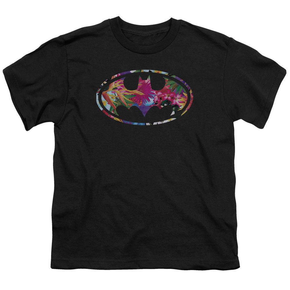 Batman Hawaiian Shield Kids Youth T Shirt Black Officially Licensed
