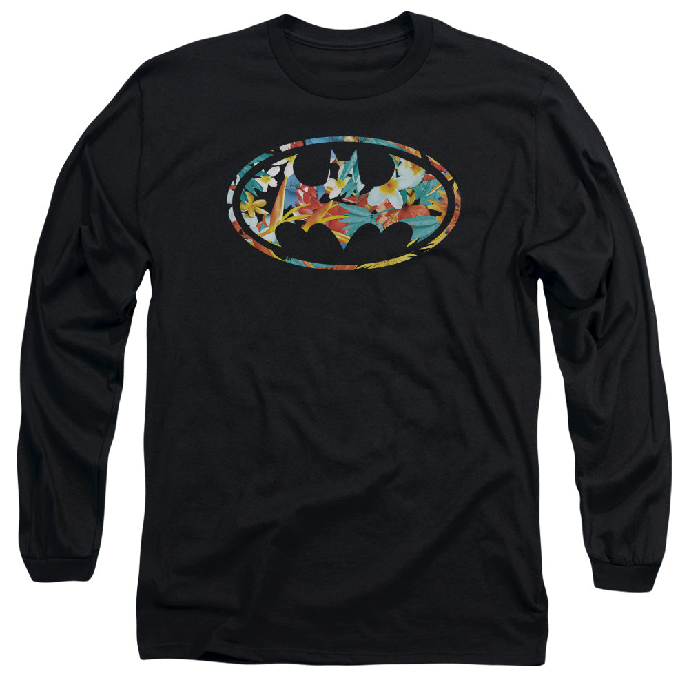 Batman Hawaiian Bat Mens Long Sleeve Shirt Black Officially Licensed