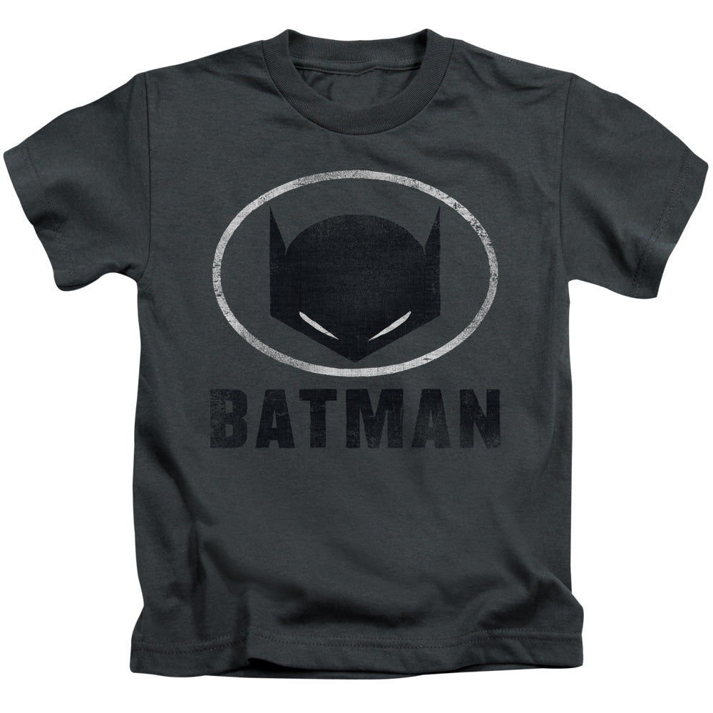 Batman Mask In Oval Juvenile Kids Youth T Shirt Charcoal Officially Licensed