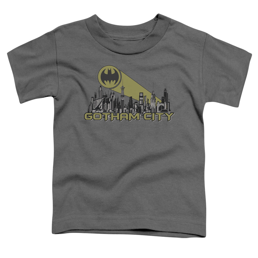 Batman Gotham Skyline Toddler Kids Youth T Shirt Charcoal Officially Licensed