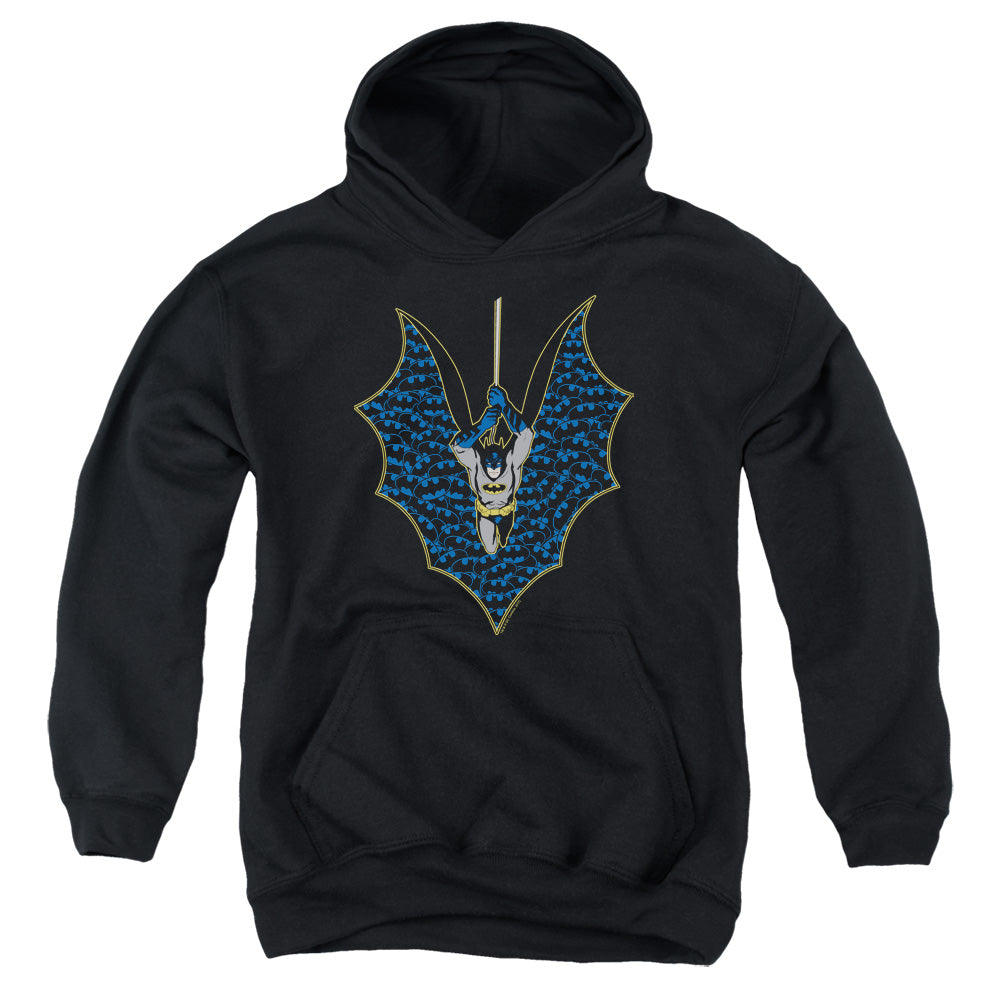 Batman Bat Fill Kids Youth Hoodie Black Officially Licensed