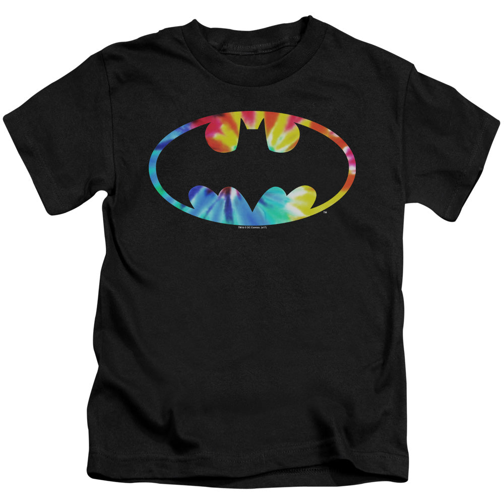 Batman Tie Dye Batman Logo Juvenile Kids Youth T Shirt Black Officially Licensed