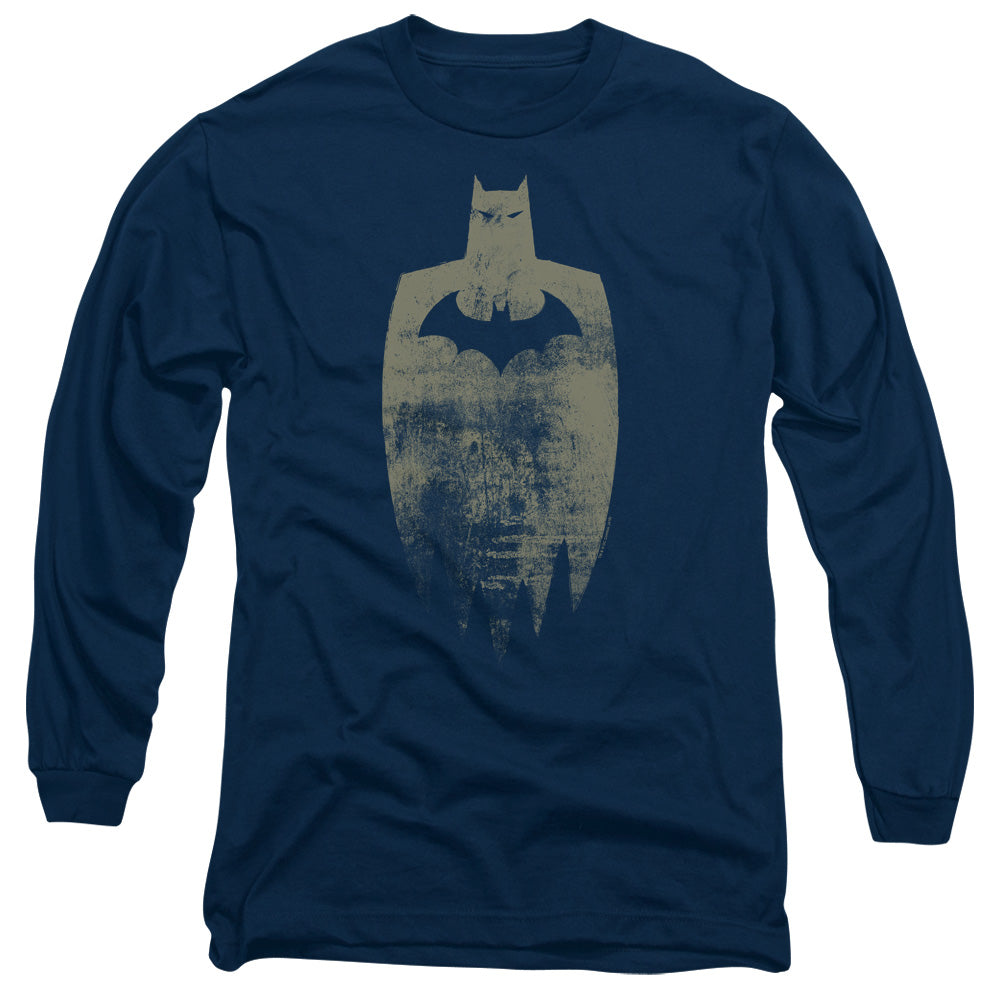 Batman Gold Silhouette Mens Long Sleeve Shirt Navy Officially Licensed