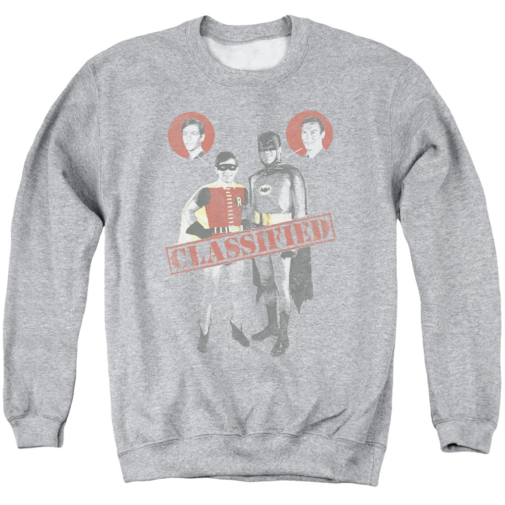 Batman Classic Tv Classified Mens Crewneck Sweatshirt Athletic Heather Officially Licensed