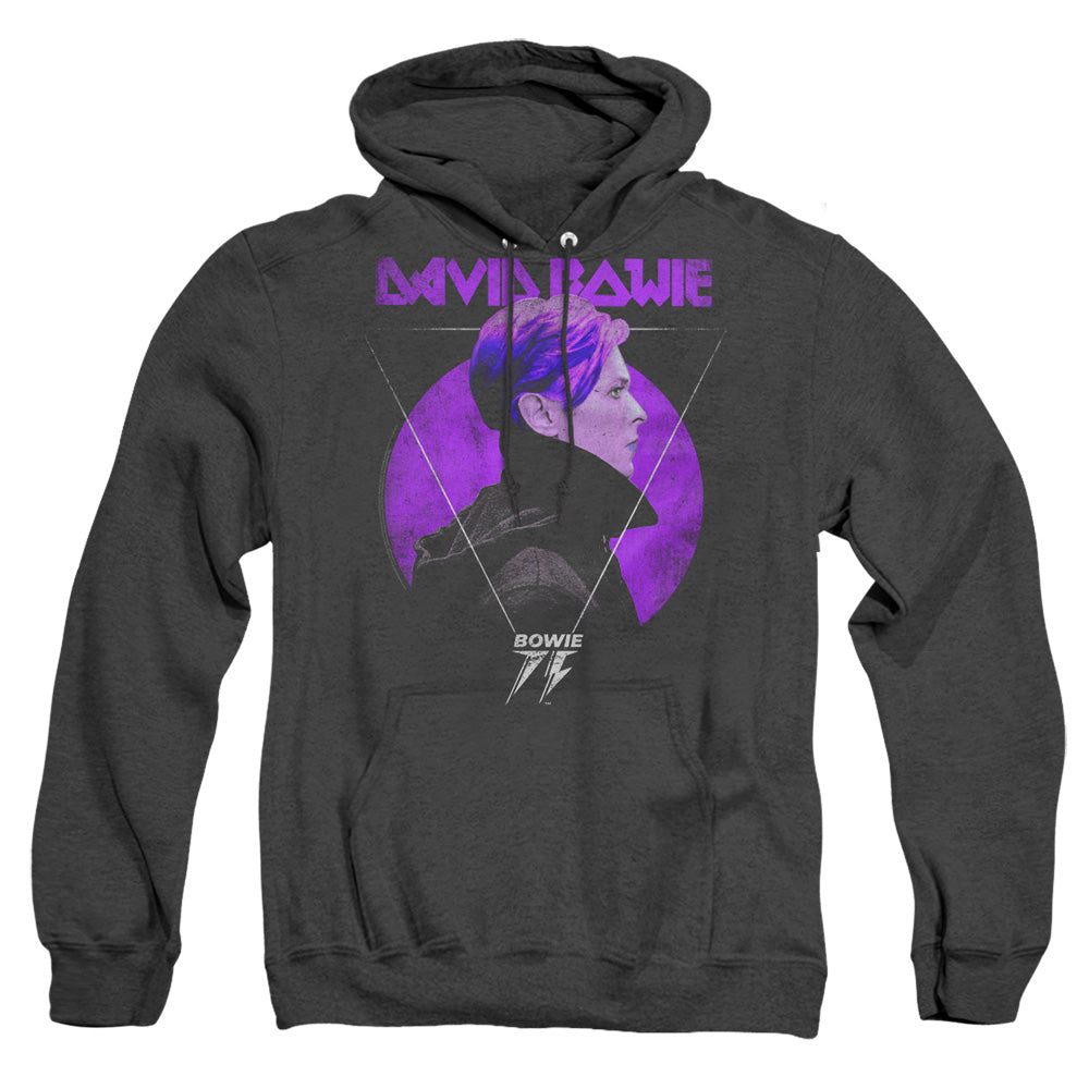 David Bowie Side Profile 75 Logo Heather Mens Hoodie Black Officially Licensed