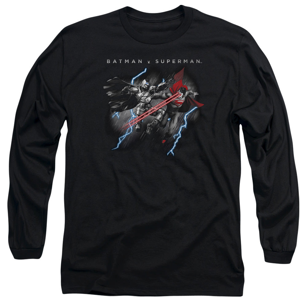 Batman V Superman Lightning Fight Mens Long Sleeve Shirt Black Officially Licensed