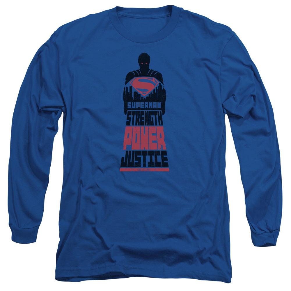 Batman V Superman Super Justice Mens Long Sleeve Shirt Royal Officially Licensed