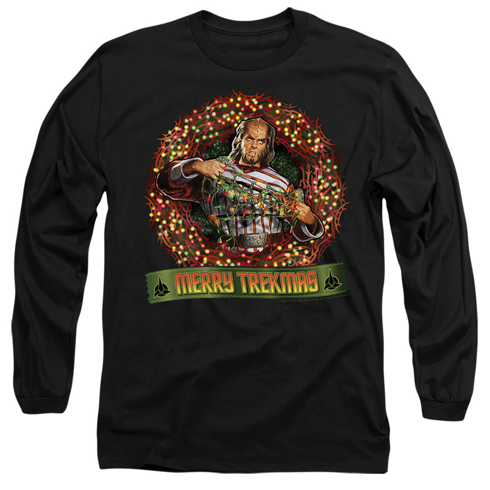 Star Trek Christmas Merry Trekmas Mens Long Sleeve Shirt Black Officially Licensed
