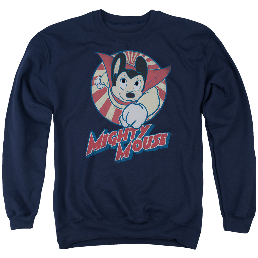 Mighty Mouse the One the Only Mens Crewneck Sweatshirt Navy Blue Officially Licensed