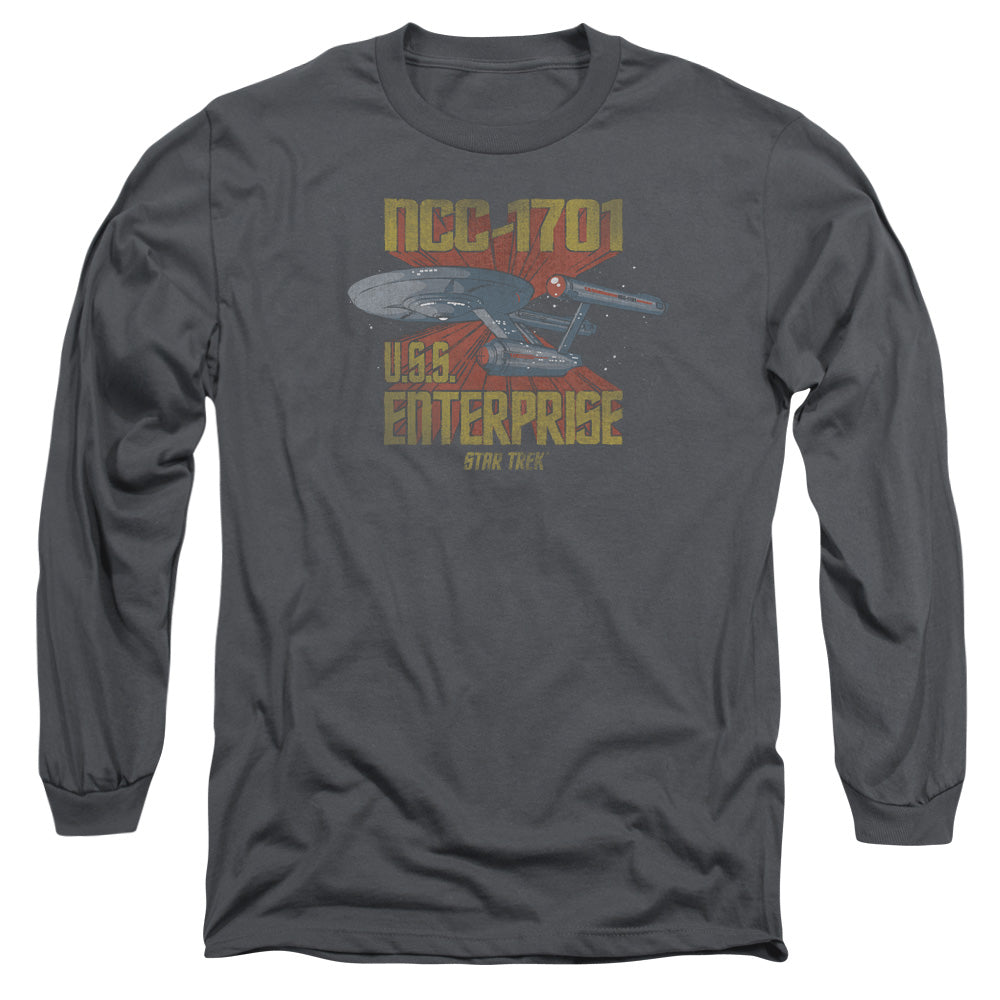 Star Trek Ncc1701 Mens Long Sleeve Shirt Charcoal Officially Licensed Officially Licensed